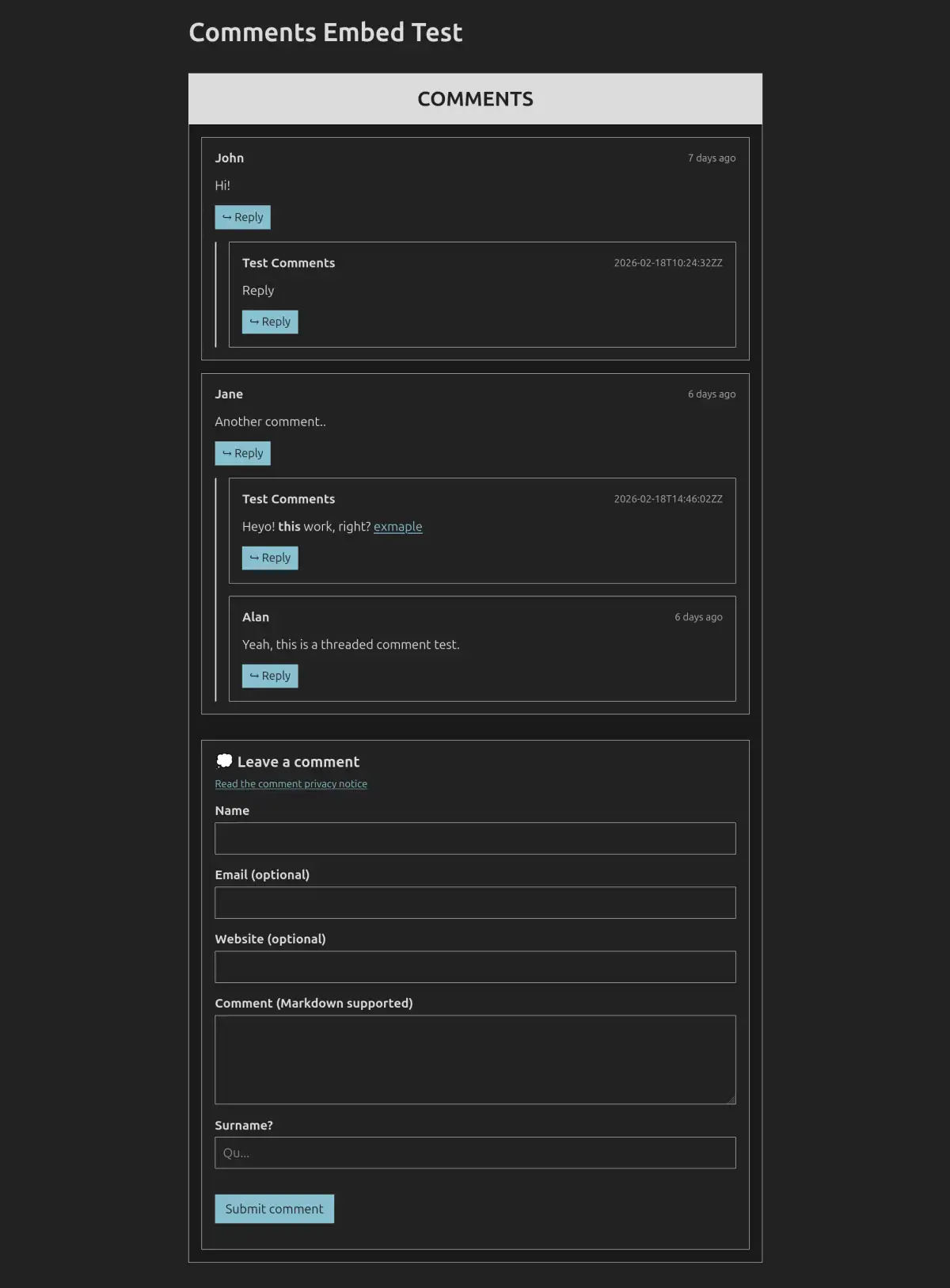 comments example dark
